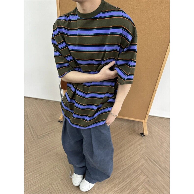 DX008LL-特P36美式vintage军绿紫短袖t恤重磅小领口t恤,男装T恤,星座1007（原301D）
