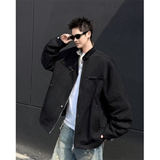 水洗帆布立领夹克男款重磅短款外套休闲美式9357P75，男装夹克，星座410-2