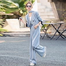 开春穿搭一整套女装小香风气质西装套装流行超火高腰阔腿裤两件套，女装套装/套裙，时尚俏佳人