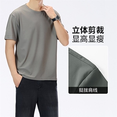 夏季纯色冰丝凉感打底短袖T恤半袖圆领男士体恤衫DTX9801-p20，商品下架区，星座224-1