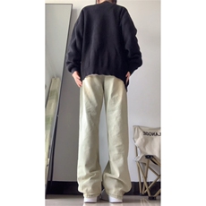 B221高街美式ins纯色百搭男女同款直筒牛仔裤LK22048-P55控78，男装牛仔裤，电商B221