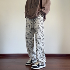 秋季新款休闲裤男灯芯绒扎染拖地裤宽松长裤子K784-P35控58，男装休闲裤，星座209-2