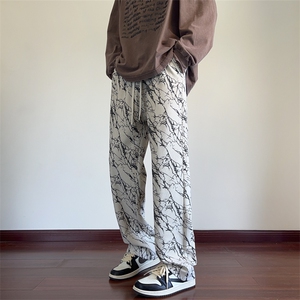 秋季新款休闲裤男灯芯绒扎染拖地裤宽松长裤子 K784-P35 控58图片