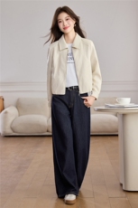 洋气减龄翻领皮衣外套女2026春秋新款宽松休闲小个子短款夹克上衣，女装皮衣，美拉德工厂直营店