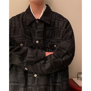 美式牛仔格子外套男潮牌上衣男装衣服痞帅J2225P70图片