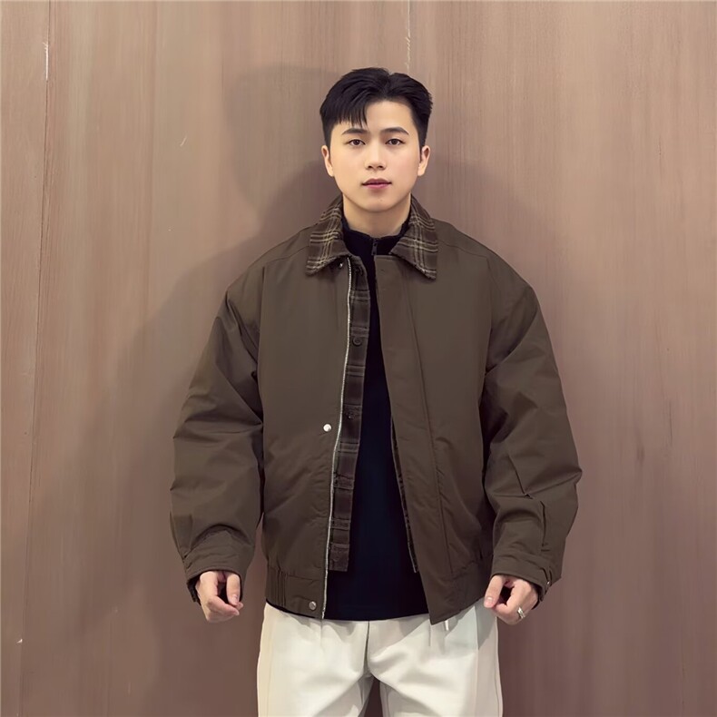 现货美式宽松假两件三防夹棉加厚翻领棉服6106特P85,男装棉衣,星座205-3