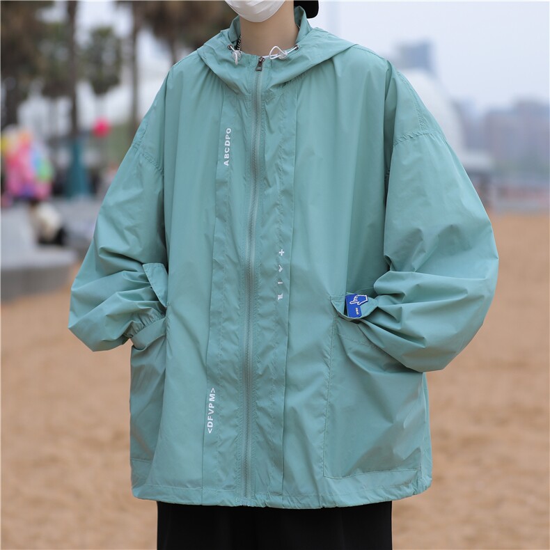 DF915-P45防晒衣外套男透气夏季薄款潮牌大码宽松连帽时尚防晒服图片