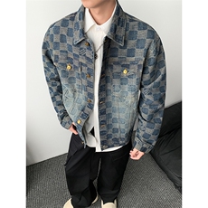 得物二开牛仔方格设计感百搭夹克外套男2026秋季新款JK1275-P85，男装夹克，星座1103-3