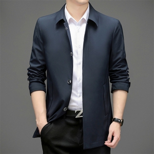 ZL29111男士2022年春季新款长袖外套休闲翻领青年中长款风衣P155图片