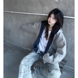 抖音得物高品质二开 25秋冬美式重磅宽松结构双面连帽卫衣外套W68图片