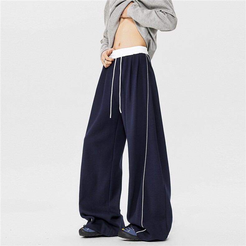 6XL-M蓝色宽松显瘦百搭运动裤男阔腿拖地裤裤子K9186-P45，女装休闲裤，电商D206-1