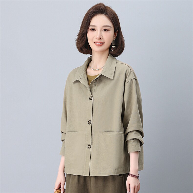 休闲短款外套女春秋2026新款小个子洋气百搭大码宽松中年妈妈上衣,女装短外套,悦见她