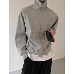 W9467-P45 网图现货 新款复古穿搭高领开衫卫衣ins潮牌高级感外套图片