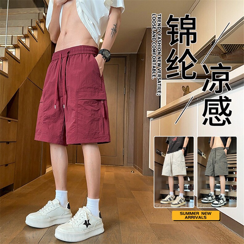抖音品质新款宽松直筒工装百搭薄款五分裤A146-GY523特p30量大优,男装牛仔裤,HDA146