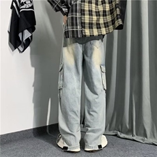 牛仔裤男秋季潮大码休闲裤子高街T1614P45，男装牛仔裤，星座1116-2
