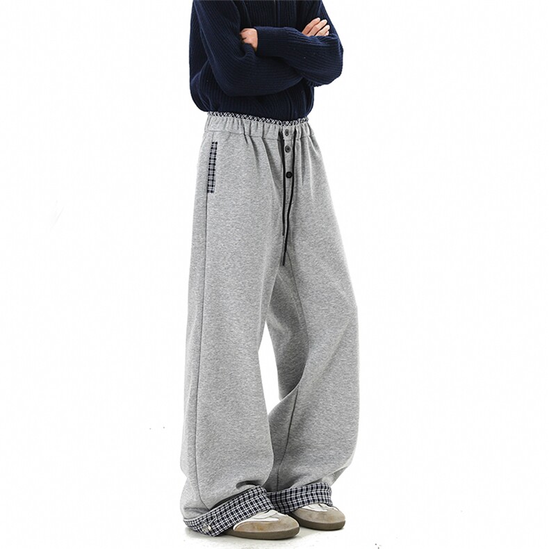 《现货》2026春季格子翻边运动裤卫裤休闲裤GXX175-P65，男装休闲裤，电商C303