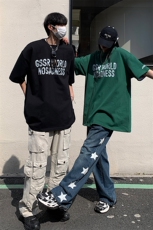 情侣装夏装2026新款短袖T恤男女潮牌高街宽松半袖体恤衫S181-P28，男装T恤，电商A233-1