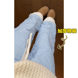 抖音男宽松羊羔毛菱格复古中性阔腿棉裤K5613J加棉-特P45控78图片