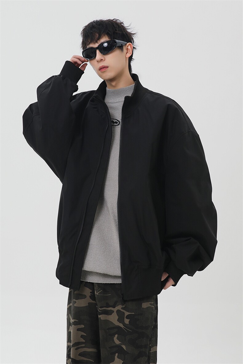 港风日系复古设计感拼接高领开衫夹克外套XZ213-JK4000-P60控88,男装夹克,星座213