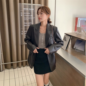 现?货?春款时尚复古PU皮西装2D151-2505-P165-K248图片