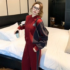 啄木鸟休闲运动套装女春秋2025新款妈妈时尚洋气连帽卫衣两件套，女装套装/套裙，江南
