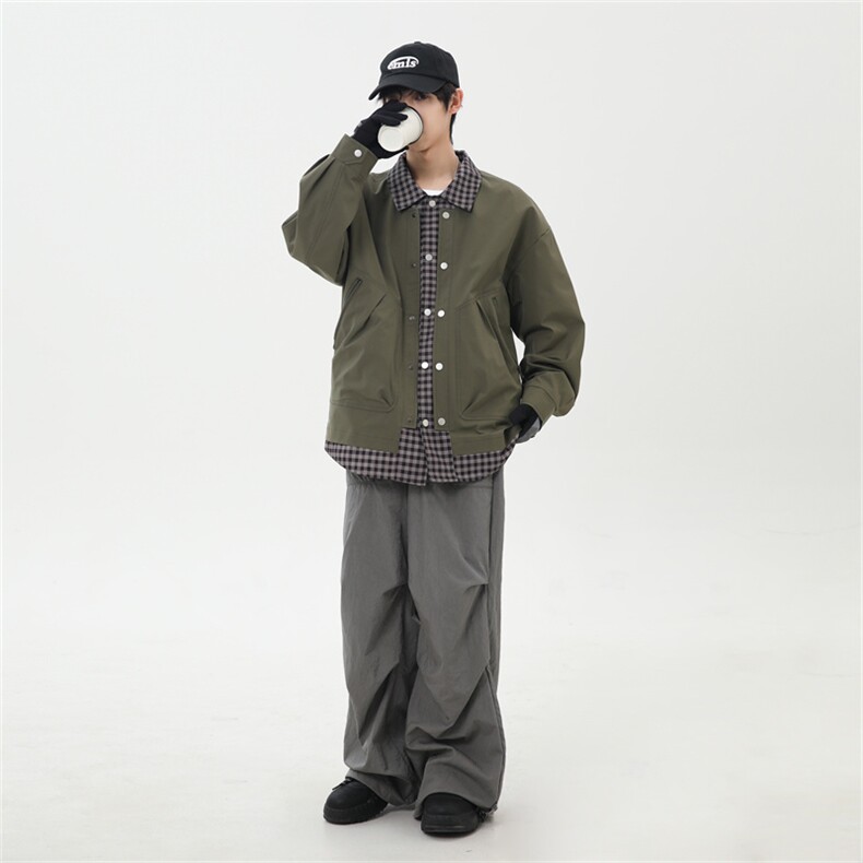 秋季休闲痞帅工装假两件翻领夹克潮流外套XZ301b-2-JK2582P78,男装夹克,星座301B-2（原A443-1）