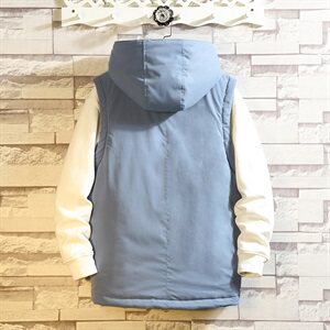 白墙斜拉链装饰连帽棉马甲男冬季防风蓝色马甲A090-MJ20p75限98图片