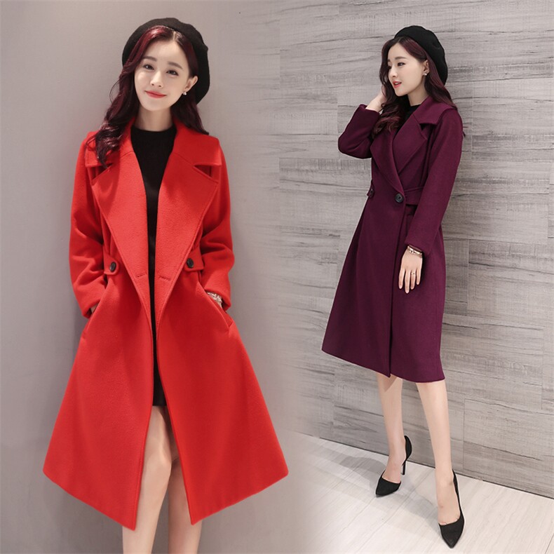 纯色甜美长袖中腰2020年冬季显瘦修身毛呢外套,女装毛呢外套,尚娜萱