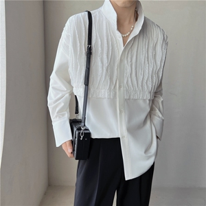 2024轻熟风小众抽褶条纹衬衫立领设计感衬衣演出服CY17/P35特图片