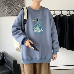 Y2476P38！21年秋冬新款港风日系大码印花长袖圆领卫衣男图片