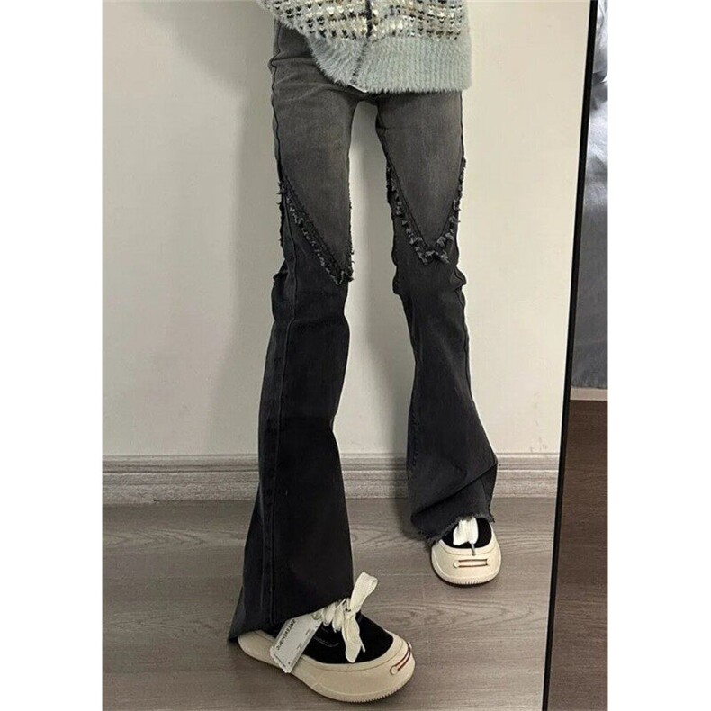 高街渐变微喇叭牛仔裤女春夏高腰显瘦百搭设计感马蹄裤子NA1068，男装牛仔裤，星座1116A（原606A-3）