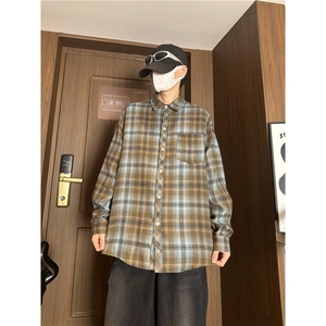 控价59港风格子衬衫宽松外套男女衬衣百搭格子外套CS2420P35图片