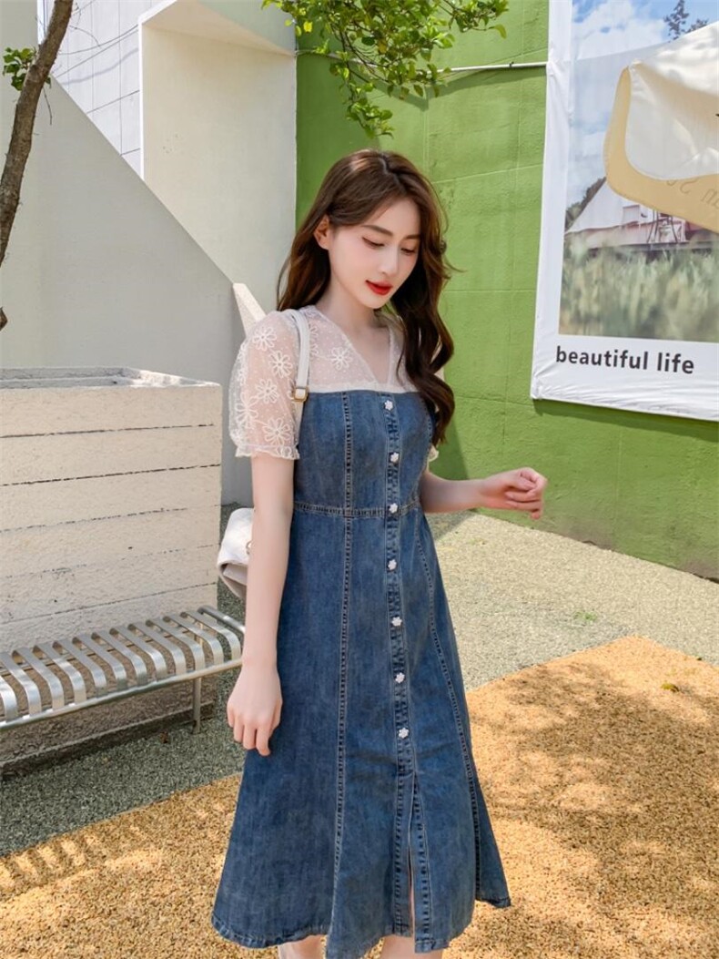 牛仔连衣裙，女装连衣裙，琴菲儿