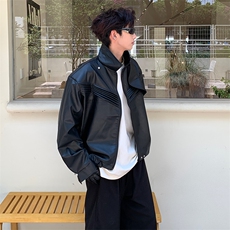 JK07-P108秋冬高街PU皮夹克男女休闲潮流外套，男装夹克，电商B327