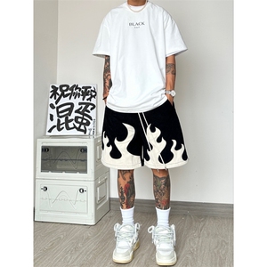 【有货】火焰短裤男美式高街hiphop裤子宽松五分裤GK16LL-特P30图片