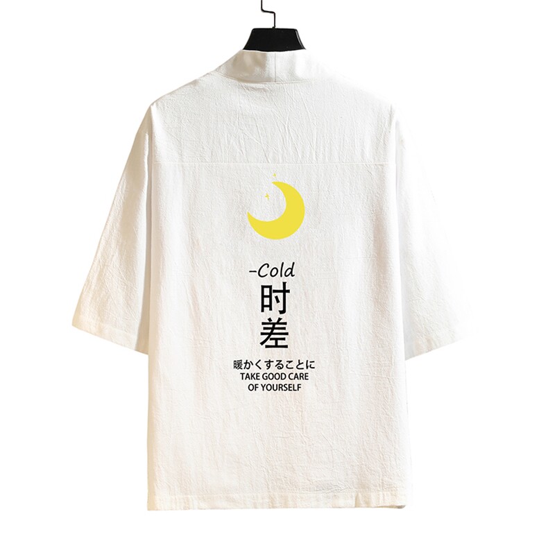 HF59047-P40风汉服男开衫外套七分袖道袍砖墙挂拍,男装民族服装,电商A040A
