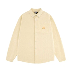 DD306P40美式条纹衬衫小狗刺绣长袖衬衣多巴胺外套宽松开衫上衣，男装衬衫，电商B323A