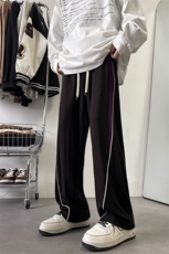 春夏新款宽松冰丝条纹直筒拖地裤拼接休闲运动裤男897-特P30控58，男装休闲裤，电商C305A