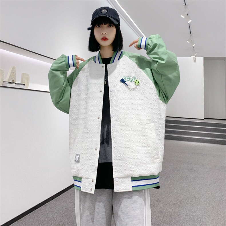 秋装新款百搭夹克棒球服男女同款中性风情侣款刺绣外套 8013-P95图片