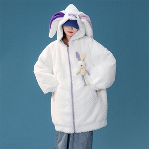 现货 新款可爱羊羔毛棉衣加厚棉服中性风学生上衣 225-2-20539-P1图片
