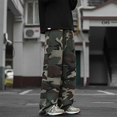重磅320g华棉痞帅迷彩裤男大码hiphop直筒阔腿裤K24104-特P40控78，男装休闲裤，电商A001-1