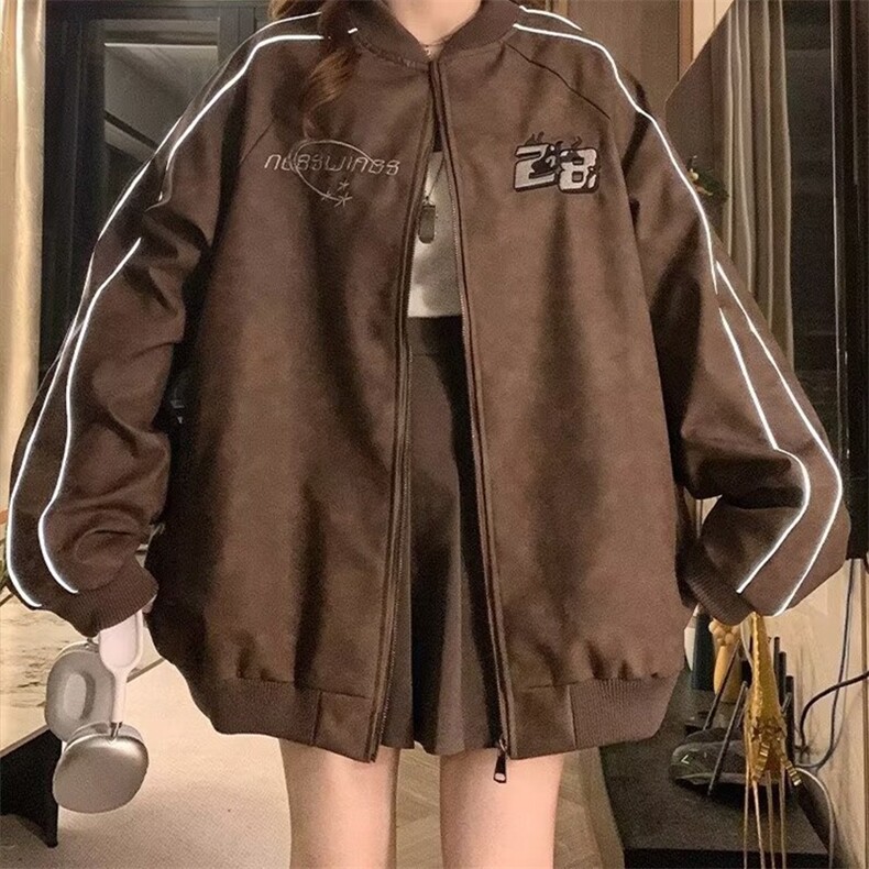 W173-P73美式复古刺绣皮夹克高街时尚小众春秋季街头,男装夹克,电商B323A