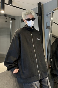 主推 港风美式复古麂皮绒立领潮牌夹克外套上衣男女 G1093 P88图片