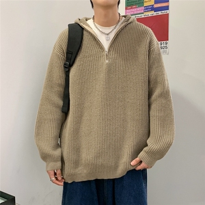 宽松型套头秋季休闲长袖带帽半拉链连帽毛衣男常规青少年3115-P58图片