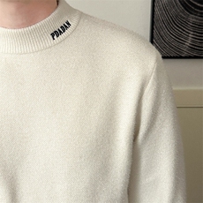 现货-半高领刺绣毛衣男休闲长袖打底衫时尚潮牌内搭-MY2323-P58，男装针织衫/毛衣，电商A351