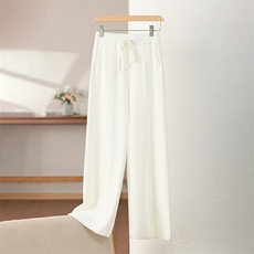 2025年秋季长裤中腰带兜中缝阔腿裤，女装休闲裤，松航羊绒