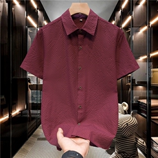 男士方领休闲短袖衬衫格子休闲男衬衣1502-C06-P18，男装T恤，星座1502-1