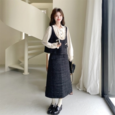 26春新款现-法式小香风高级感假两件优雅半裙套装2612-P175K288，女装套装/套裙，2B190