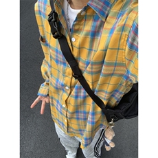 【有货】cleanfit黄色格子衬衫男女美式复古长袖衬衣C626LL-特P38，男装衬衫，星座1007（原301D）