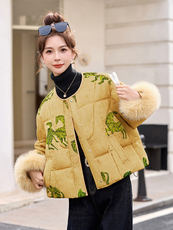 现货。现货。2025年冬季新中式短款真狐狸毛气质潮羽绒新款，女装羽绒服，艾仟回(原伊仟回)